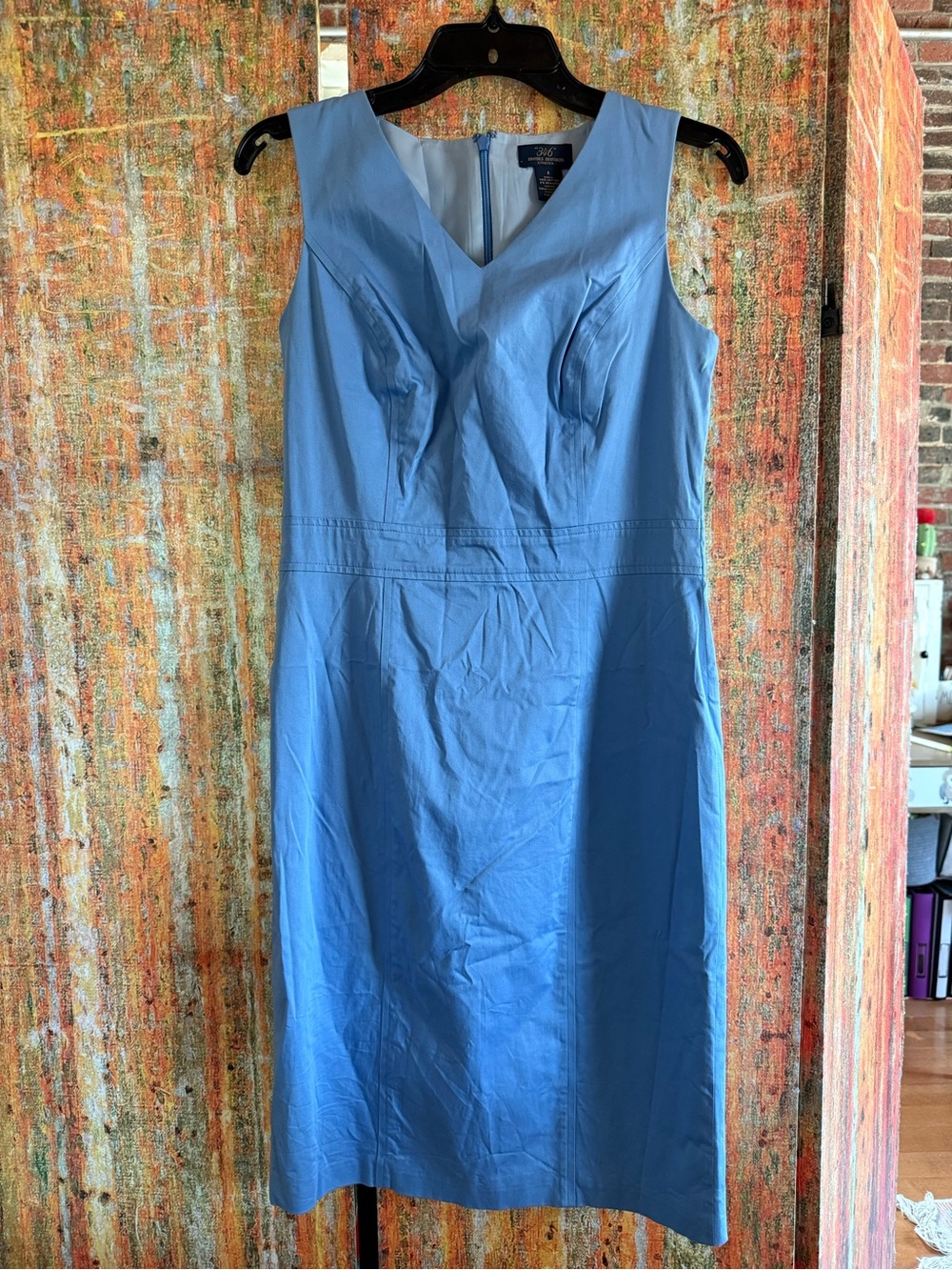 Brooks Brothers Powder Blue Sleeveless V-Neck Midi Dress